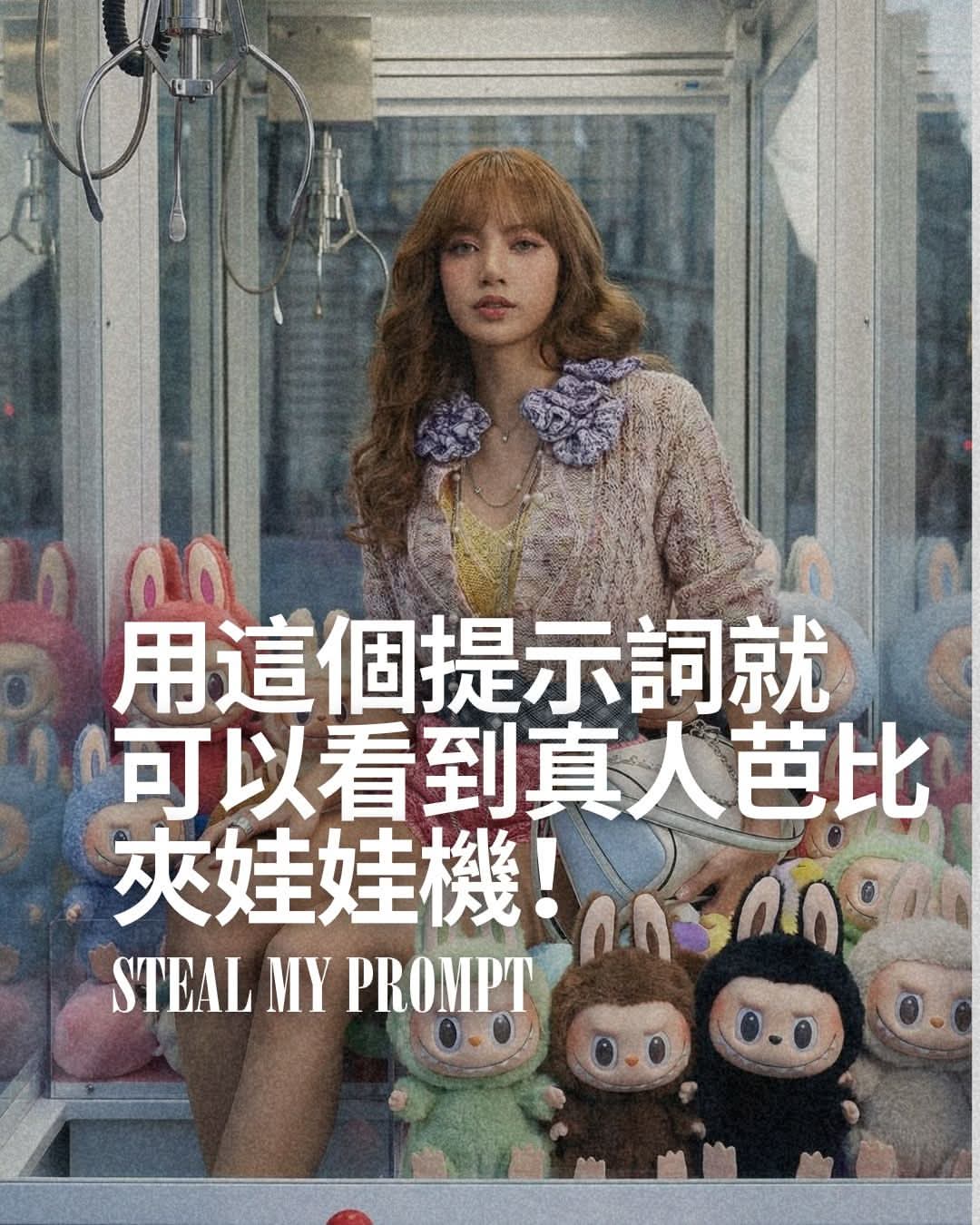 用這個提示詞就可以看到真人芭比夾娃娃機！Create stunning real-life Barbie claw machine scenes!